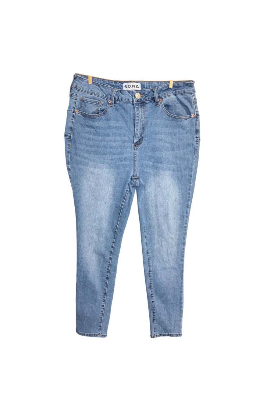 S.O.N.G. Blue Washed High Waist Skinny Jeans Size 16